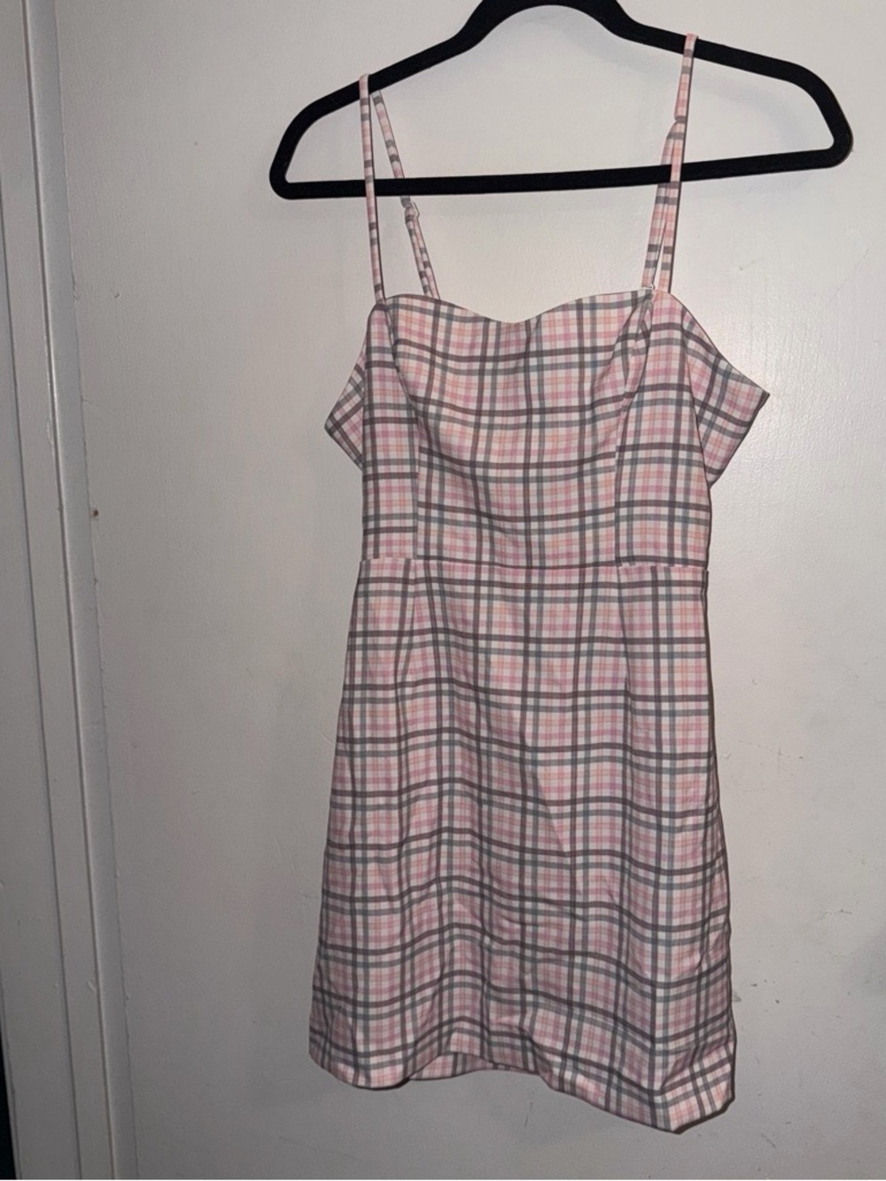 New French Connection Pink and Gray Plaid Mini Dress Size Small